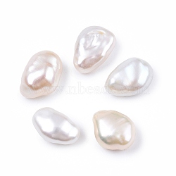 Natural Baroque Keshi Pearl Beads, Freshwater Pearl Beads, No Hole, Nuggets, Floral White, 12~13x7.5~9.5x6~7mm(PEAR-N020-P18)