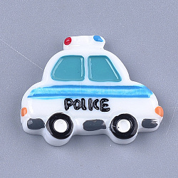 Resin Cabochons, Police Car, White, 24x29.5x5mm(X-CRES-T010-138)
