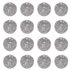 304 Stainless Steel Pendants, Flat Round with Star & Angel, Stainless Steel Color, 20x3mm, Hole: 1.8mm, 16pcs/box(STAS-DC0013-66)