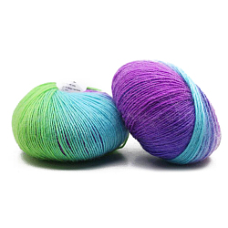 Rainbow Single-strand Dyed Thread Gradient Color Pure Wool Thread, Soft and Warm, for Hand-woven Shawl Scarf Hat, Colorful, about 196.85 Yards(180m)/Roll(YCOR-PW0001-001I)