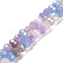Electroplate Glass Beads Strands, Faceted, Round, Lilac, 6x5mm, Hole: 1.2mm, about 89~90pcs/strand, 16.73~17.01 inch(42.5~43.2cm)(EGLA-D030-12)