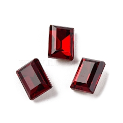 Glass Rhinestone Cabochons, Pointed Back & Back Plated, Faceted, Rectangle, Siam, 8x6x4mm(RGLA-A026-02B-208)