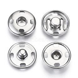 Brass Sewing Snap Button, Press Studs, Garment Buttons, Flat Round, Platinum, 17x5mm, about 6sets/card(SNAP-S011-001)