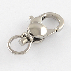 Polished 316 Surgical Stainless Steel Lobster Claw Swivel Clasps, Swivel Snap Hooks, Stainless Steel Color, 22~24x11x6mm, Hole: 6mm(STAS-R072-30)