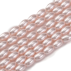 Baking Painted Pearlized Glass Pearl Bead Strands, Oval, Misty Rose, 5x4mm, Hole: 0.7mm, about 70pcs/strand, 16.30''(41.4cm)(PEAR-H019-01C-03)