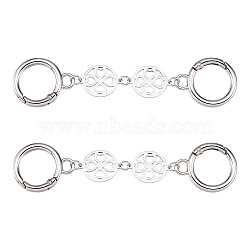 2Pcs 304 Stainless Steel Bag Extension Chains, with Zinc Alloy Spring Ring Clasps, Clover, Platinum & Stainless Steel Color, 12cm(AJEW-TAC00013)