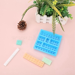 Building Blocks Silicone Molds, Fondant Molds, Baking Molds, for Ice, Chocolate, Candy, Biscuits, UV Resin & Epoxy Resin Jewelry Making, Deep Sky Blue, 110x110x16mm, Inner Diameter: 11~24x13~99mm(DIY-Z022-01)