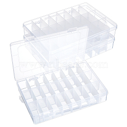 24 Grids Plastic Bead Storage Containers, Adjustable Dividers Box, for Crafting, Beading, Nail Art Rhinestones, Diamond Embroidery, Rectangle, WhiteSmoke, 20x14x3.7cm, Compartments: 2.3x4.1cm(CON-WH0086-053B)
