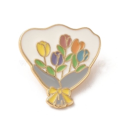 Flower Alloy Enamel Brooch, Bouquet Enamel Pins, for Backpack Clothes, Colorful, 29x28x1.5mm(JEWB-R026-03B)