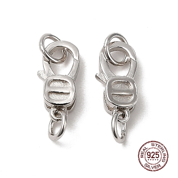 Rhodium Plated 925 Sterling Silver Lobster Claw Clasps, Platinum, 11x5x3mm