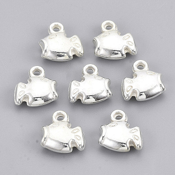 CCB Plastic Charms, Fish, Silver Color Plated, 11.5x11x4mm, Hole: 1.6mm, about 1710pcs/500g.