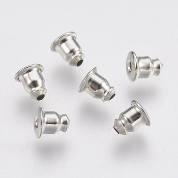 Iron Ear Nuts, Earring Backs, Bell, Platinum, 5x4.5mm, Hole: 0.8mm