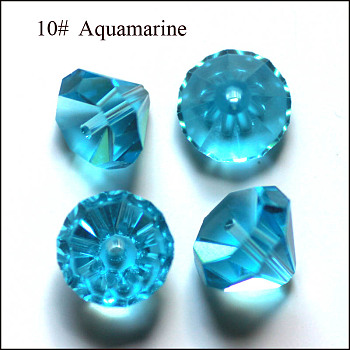 K9 Glass, Imitation Austrian Crystal Beads, Grade AAA, Faceted, Diamond, Deep Sky Blue, 7x5mm, Hole: 0.9~1mm