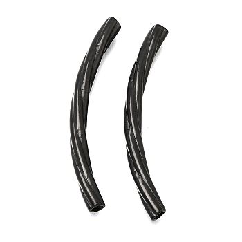 304 Stainless Steel Tube Beads, Black, 47x4x4mm, Hole: 2x2mm