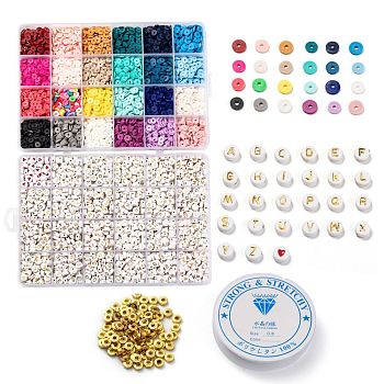 DIY Heishi Bead Style Stretch Bracelets Making Kits, Including Handmade Polymer Clay & Acrylic & Non-magnetic Synthetic Hematite Beads, Elastic Crystal Thread