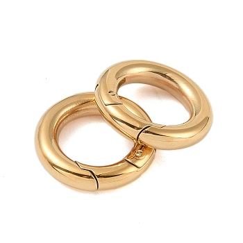 Ion Plating(IP) 316 Stainless Steel Spring Gate Rings, Rings, Real 18K Gold Plated, 18x3.5mm