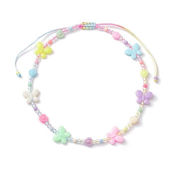 Acrylic Beaded Necklace, Butterfly, Mixed Color, Inner Diameter: 7.87 inch(20cm)