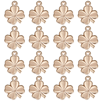 40Pcs Brass Charms, Clover, Nickel Free, Real 18K Gold Plated, 10.5x8.5x1mm, Hole: 1mm, 40pcs