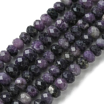 Natural Sugilite Beads Strands, Faceted, Rondelle, 5~5.5x3.5~4.5mm, Hole: 0.8mm, about 107pcs/strand, 15.59''(39.6cm)