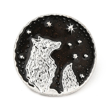 Animal Enamel Safety Pin Brooch, Antique Silver Alloy Brooch for Backpack Clothes, Wolf, 25x24.5x2mm