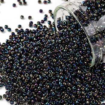 TOHO Round Seed Beads, Japanese Seed Beads, (86) Metallic AB Iris, 15/0, 1.5mm, Hole: 0.7mm, about 135000pcs/pound