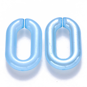 Imitation Jelly Acrylic Linking Rings, Quick Link Connectors, for Cable Chains Making, Pearlized, Oval, Light Sky Blue, 31x19.5x5.5mm, Inner Diameter: 19.5x7.5mm