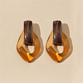 Oval Resin Dangle Stud Earrings, Peru, 40x25mm