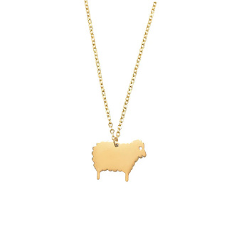 Cute Cartoon Animal Stainless Steel Pendant Necklaces, with Cable Chains for Unisex, Goat