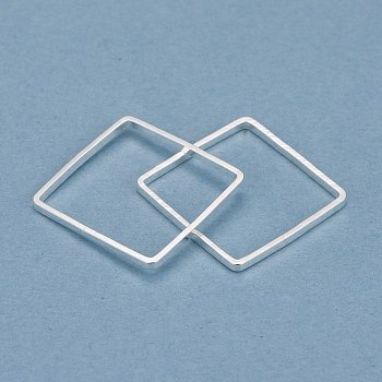 Brass Linking Rings, Long-Lasting Plated, Square, 925 Sterling Silver Plated, 16.5x16.5x1mm, Inner Diameter: 15x15mm