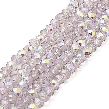 Baking Painted Transparent Glass Beads Strands, Imitation Opalite, Faceted, AB Color Plated, Round, Light Grey, 4.5x4mm, Hole: 0.9mm, about 113~115pcs/strand, 41~42cm