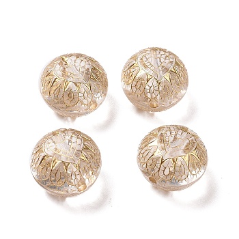 Plating Transparent Acrylic Beads, Golden Metal Enlaced, Rondelle, Clear, 15x11mm, Hole: 1.8mm, 309pcs/500g