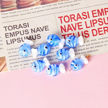 Dodger Blue Fish Lampwork Beads