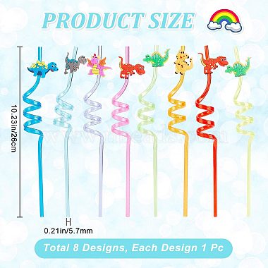 8Pcs 8 Colors PET Spiral Drinking Straws(AJEW-GF0006-15)-2