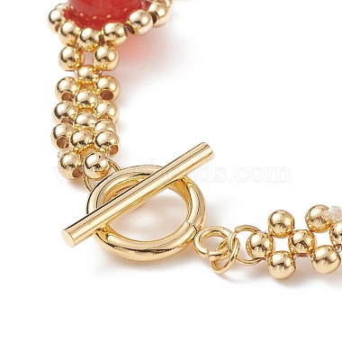 Bracelet en perles de chakra de pierres précieuses naturelles et synthétiques mélangées avec chaînes en maille(BJEW-JB09007)-5