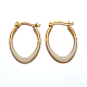 Oval 304 Stainless Steel Enamel Hoop Earrings(X-EJEW-L139-12G)-1