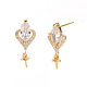 Brass Micro Pave Clear Cubic Zirconia Earring Findings(KK-S356-438-NF)-1