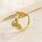 304 Stainless Steel Finger Rings for Women, Real 18K Gold Plated, Butterfly, 18mm, US Size 6(16.5mm)(ON6968-9)