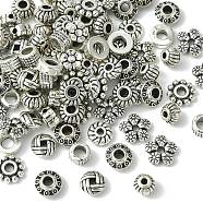 100Pcs 10 Styles Tibetan Style Alloy Spacer Beads, Mixed Shapes, Antique Silver, 5~7x2~4mm, Hole: 1~3mm, 10pcs/style(TIBEB-YW0001-14)