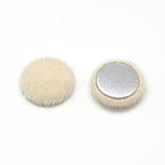 Faux Mink Fur Covered Cabochons, with Aluminum Bottom, Half Round/Dome, Beige, 17x5~6mm(WOVE-S084-17E)