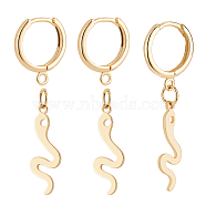 BENECREAT DIY Earring Making, with 10Pcs Brass Huggie Hoop Earring Findings, 10Pcs Snake Brass Charms, Real 18K Gold Plated, Charms: 22x8x1mm(DIY-BC0004-27)