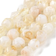 Natural Citrine Beads Strands, Faceted, Double Hearted & Star Cut Beads, 7~8.5x7.5~8mm, Hole: 0.8~1mm, about 48~50pcs/strand, 15.16~15.55 inch(38.5~39.5cm)(G-NH0021-A16-01)