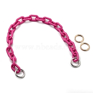 WADORN 1Pc Opaque Acrylic Cable Chain Bag Straps, and 2Pcs Zinc Alloy Spring Gate Rings, for Bag Handle Accessories, Fuchsia, 59~60cm(FIND-WR0008-77C)