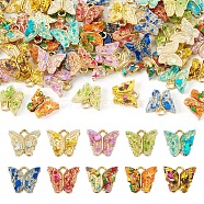 60PCS 10Colors Transparent Acrylic Alloy Charms, with Pailette/Sequins Inside, Butterfly, Mixed Color, 12.5x14.5x3mm, Hole: 2mm(OACR-TA0001-47)