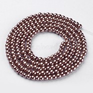 Glass Pearl Beads Strands, Pearlized, Round, Dark Slate Gray, 4~5mm, Hole: 0.8~1mm, about 216pcs/strand, 32 inch(X-HY-4D-B47)