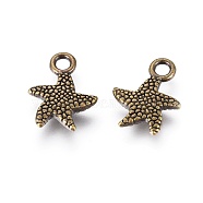 Tibetan Style Alloy Pendants, Starfish/Sea Stars, Cadmium Free & Nickel Free & Lead Free, Antique Bronze, 16.5x12.5x2.5mm, Hole: 1.5mm(X-TIBEP-K020-58AB-NF)