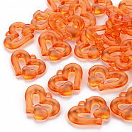 Transparent Acrylic Beads, Heart to Heart, Coral, 27x34x6mm, Hole: 3mm, about 191pcs/500g(TACR-S154-57B-921)