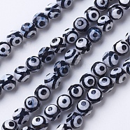 Natural Grade A Agate Beads Strands, Dyed & Heated, Round, Faceted, Black, 10mm, Hole: 1.2mm, about 37pcs/strand, 14.9 inch(38cm)(G-G752-05-10mm)