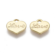 Brass Charms, Heart, Nickel Free, Real 18K Gold Plated, 7x8x1mm, Hole: 1mm(X-KK-R132-079-NF)