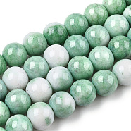 Opaque Crackle Glass Round Beads Strands, Imitation Stones, Round, Medium Aquamarine, 10mm, Hole: 1.5mm, about 80pcs/strand, 30.31~31.10 inch(77~79cm)(GLAA-T031-10mm-01L)