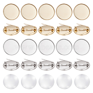 DIY Blank Dome Brooch Making Kit, Including Flat Round 304 Stainless Steel Brooch Settings, Glass Cabochons, Golden & Stainless Steel Color, 40Pcs/box(DIY-UN0004-40)